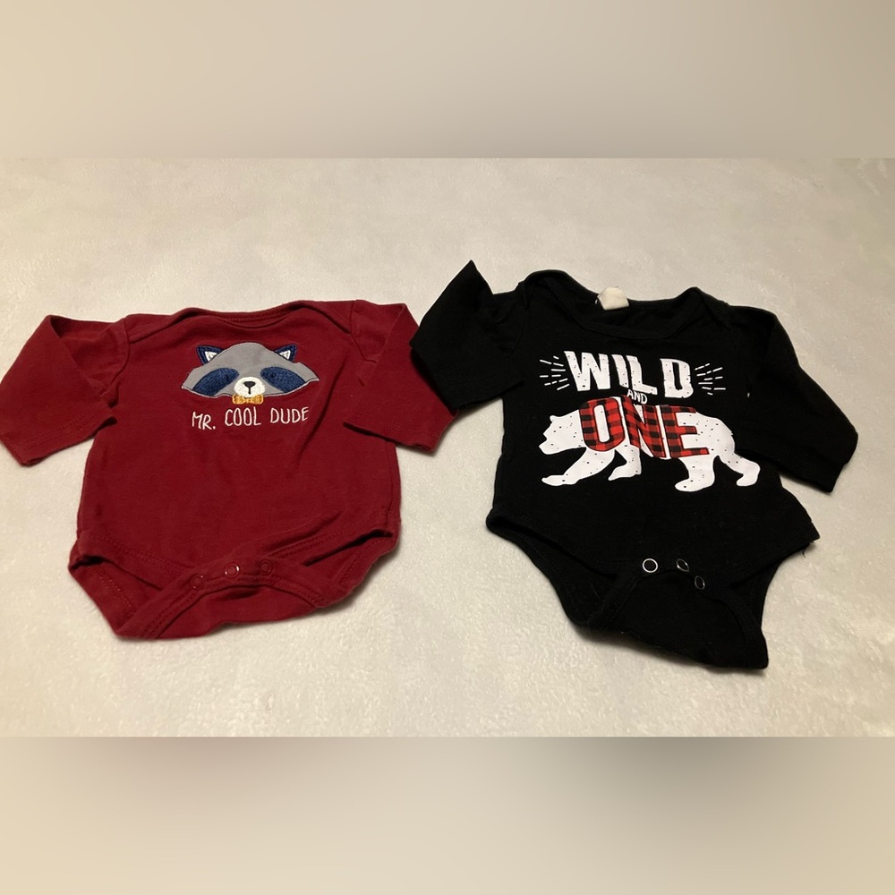 Baby Gear 'Mr. Cool Dude' and 'Wild One' Bodysuit Set - Red and Black